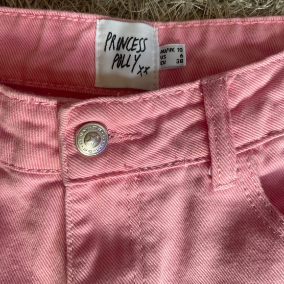 NWT Princess Polly Cabarita Lounge Flare Bubble Gum Pink Denim Jeans - Picture 5 of 7